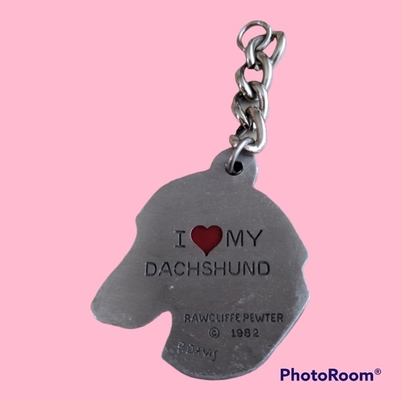Rawcliffe vintage pewter dachshund key chain GUC - Picture 2 of 2